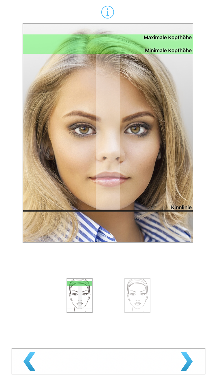 Die Passbildmaske für ein biometrisches Passfoto 